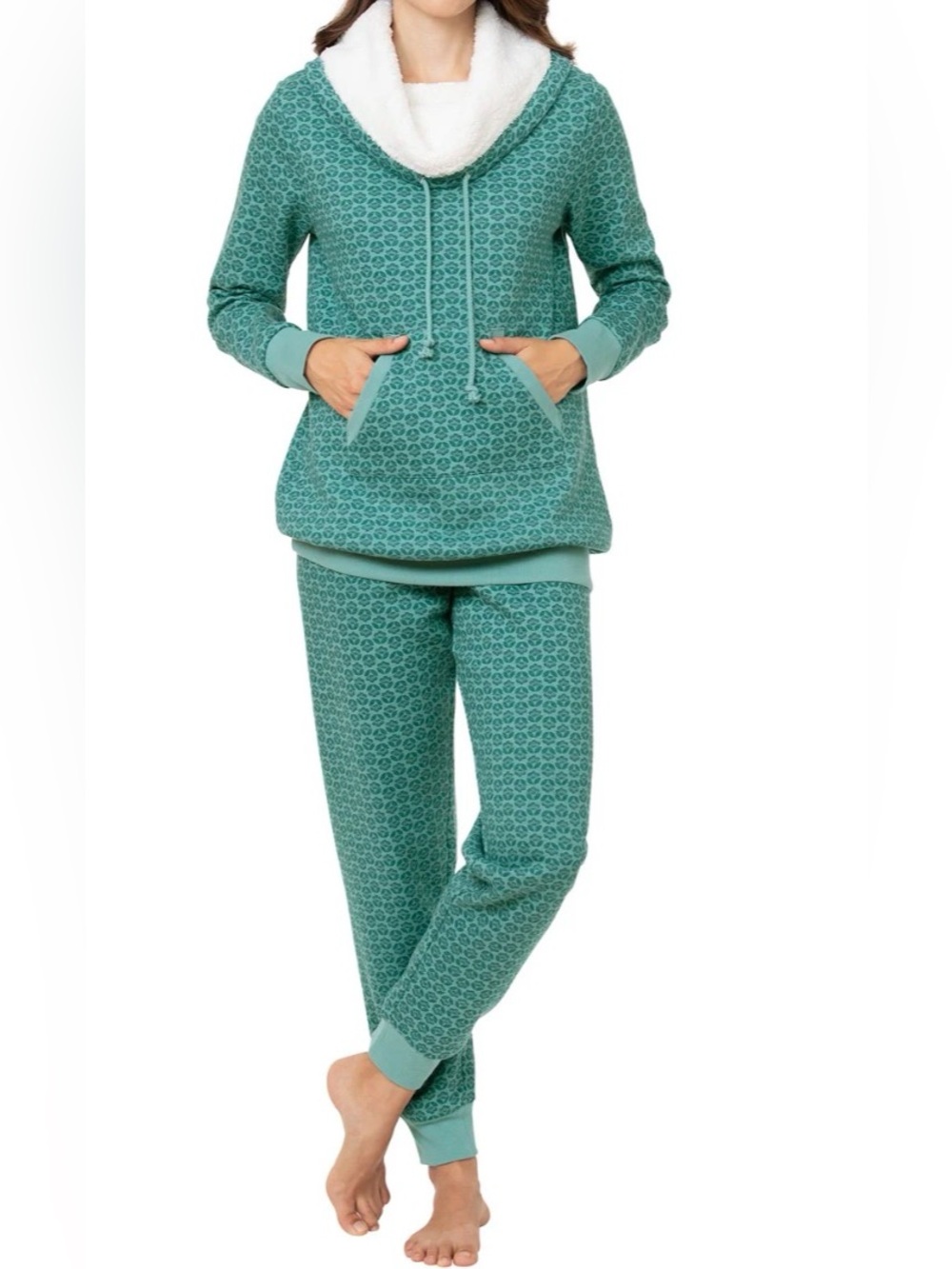 Pajamagram Set sweatpants & shearling rollneck sweatshirt 3x